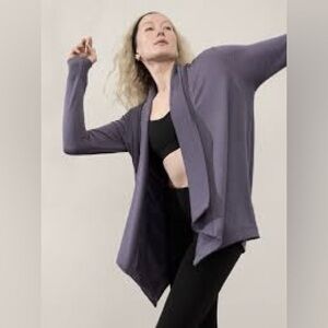 Athleta Pranayama Restore Wrap Open Cardigan Long MT M Tall Dusty Purple